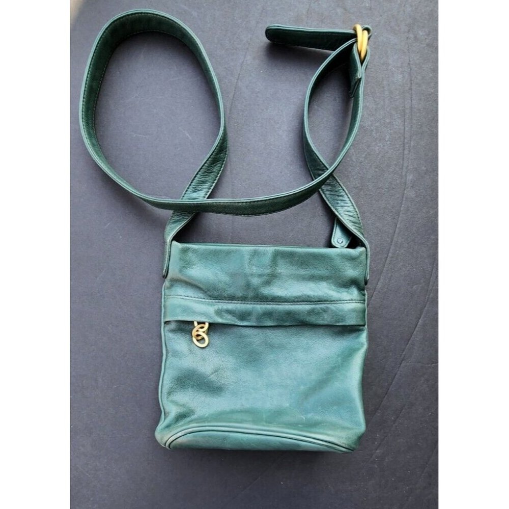 AMERICANA BY SHARIF Leather Green Bucket Purse Crossbody Vintage